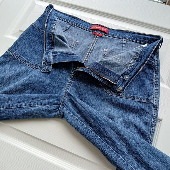 Gloria Vanderbilt Denim Capri Pants size 14 dark grey blue patch pockets jeans - Picture 3 of 14